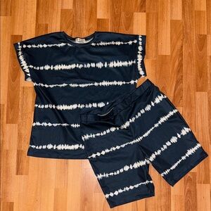 Navy and White Tie-Dye Women's Set